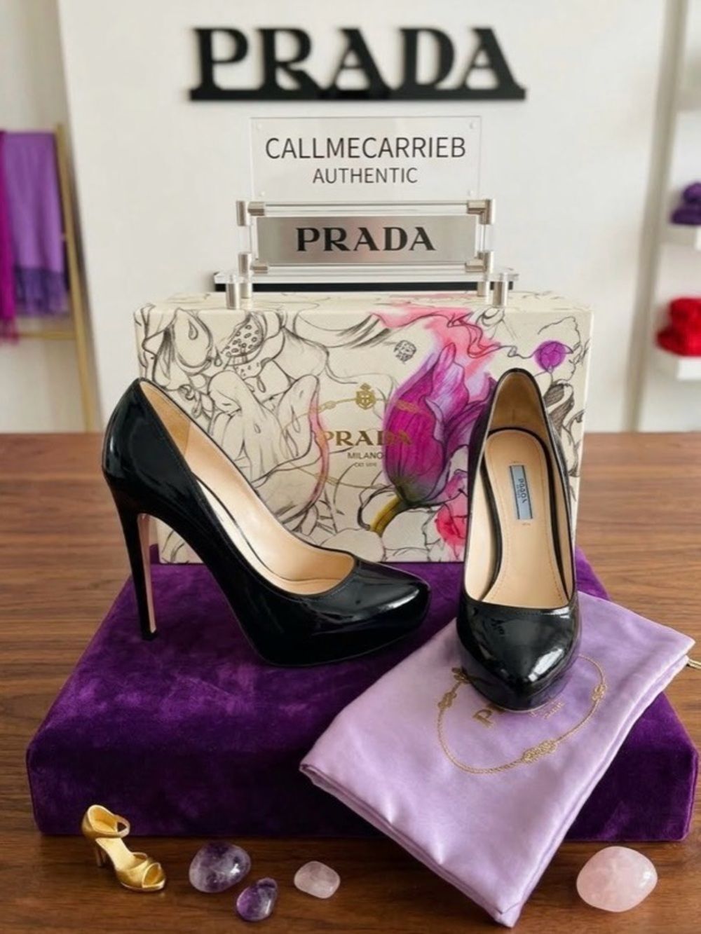 🛍️ Prada Authentic Black Patent Leather Pointed Pumps